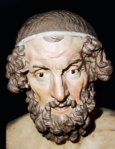 Marble Portrait Bust of Homer, Roman, from Baiae, Campania, Italy by Unbekannt