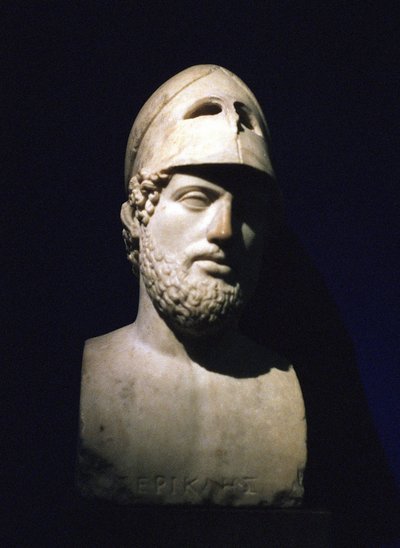 Marble Portrait Bust of Pericles (Pericles) Athenian Statesman (c490-429 BC). Roman 2nd Century BC (Sculpture Said to Be from Hadrian
