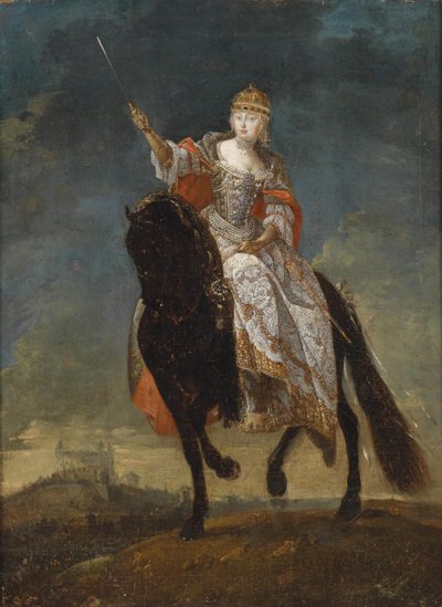 Maria Theresia as Queen of Hungary on the crowning hill of Pressburg, mid 18th century by Unbekannt