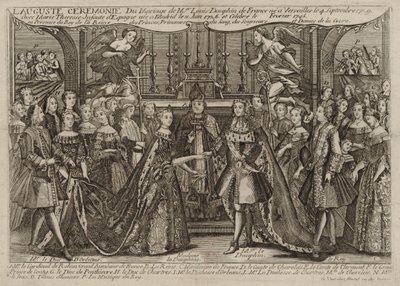Marriage of Louis, Dauphin of France to Marie Thérèse Raphaëlle, Infanta of Spain in 1745 at Versailles by Unbekannt