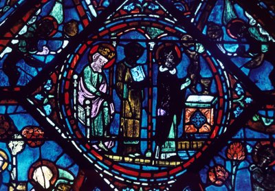 Mass of St Giles, stained glass, Chartres Cathedral, France by Unbekannt