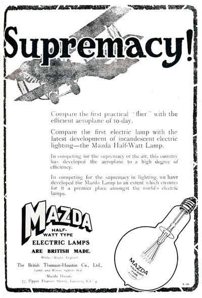 Mazda Half-Watt Type Electric Lamps Advert, 1919 by Unbekannt