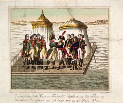 Meeting of Emperors Alexander I of Russia and Napoleon I of France at the Neman near Tilsit, 1807 by Unbekannt