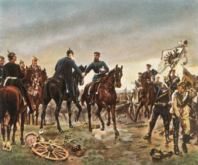 Meeting of King Wilhelm I and Crown Prince Friedrich Wilhelm at Königgrätz, 3 July 1866 by Unbekannt