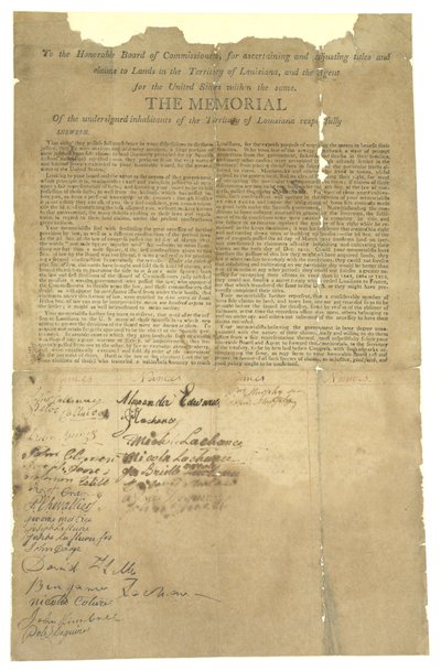 Memorial to Honorable Board of Commissioners for Adjusting Land Claims in Territory of Louisiana, 1803-1815 by Unbekannt