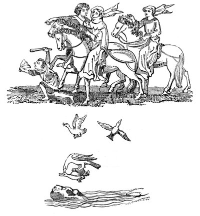 Men and Women in the Act of Hawking, 14th Century, 1833 by Unbekannt