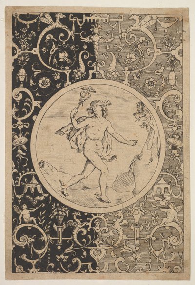 Mercury in a Decorative Frame with Grotesques by Unbekannt