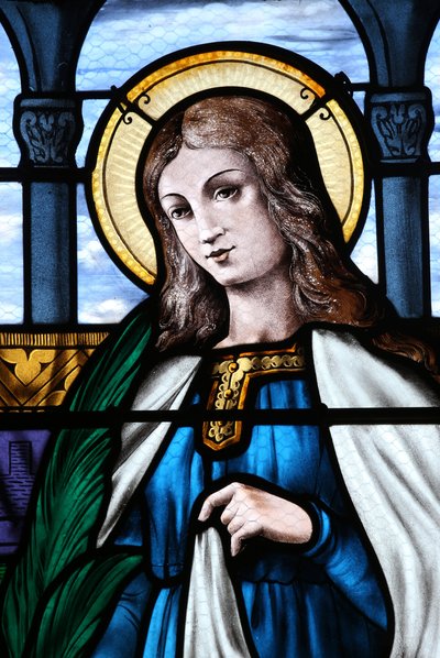 Mezilles Church, Stained Glass Window: Saint Eliane, France by Unbekannt