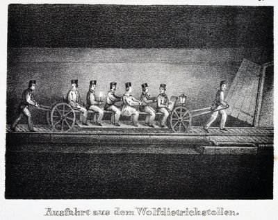 Salt Mine: Transport in the Wolfdietrich Tunnel, Durrnberg, Austria by Unbekannt
