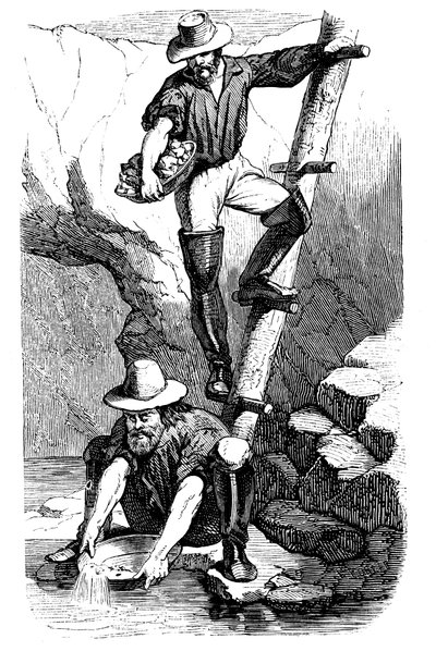 Miners Panning for Gold During the Californian Gold Rush, 1849 by Unbekannt