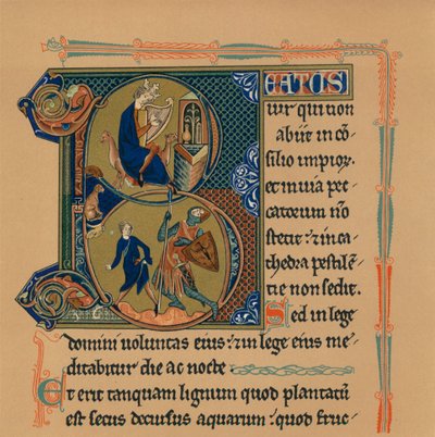 Miniature Initial and Part of a Page from a Psalter by Unbekannt