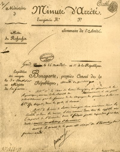 Ministerial order on the subject of La Tour d