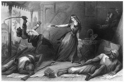 Miss Wheeler Defending Herself Against the Sepoys at Cawnpore, 1857, c1860 by Unbekannt