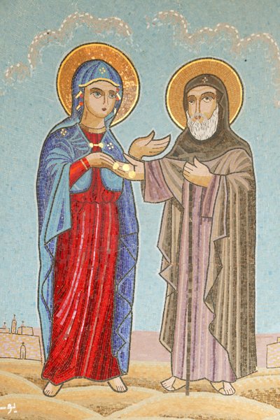 Coptic Monastery of the Holy Virgin and Saint John Kame: Mary Giving 3 Gold Coins to Saint Abbay, Ehnis Cama, Egypt by Unbekannt