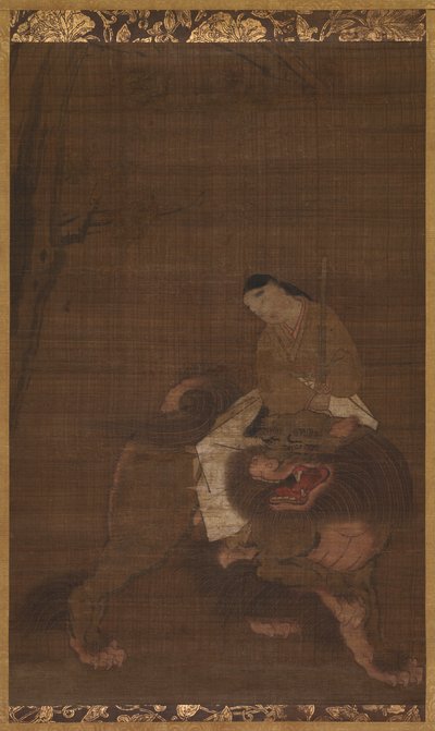 Monju as a Child Riding on a Lion, 1392-1573 by Unbekannt