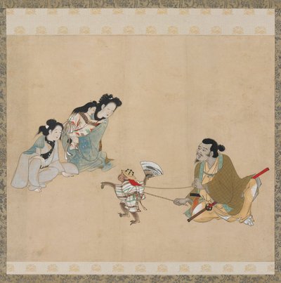 Monkey Trainer and Monkey Performing a Dance by Unbekannt