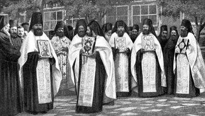 Monks of the Greek Church Carrying Volumes of the Liturgy, Greece by Unbekannt