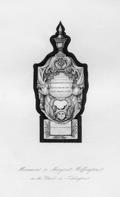 Monument to Margaret Woffington, the actress, at Teddington, 18th century, 1840 by Unbekannt