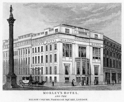 Morleys Hotel and Nelsons Column, Trafalgar Square, Westminster, London, 19th century by Unbekannt