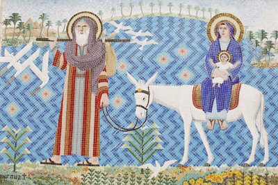 Mosaic in El Moallaqah Coptic Orthodox Church: The Flight to Egypt, Cairo, Egypt by Unbekannt