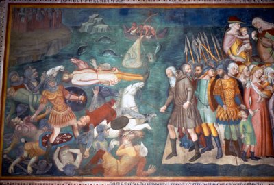 Moses and Israelites Cross the Red Sea, San Gimignano, Italy, 14th Century by Unbekannt