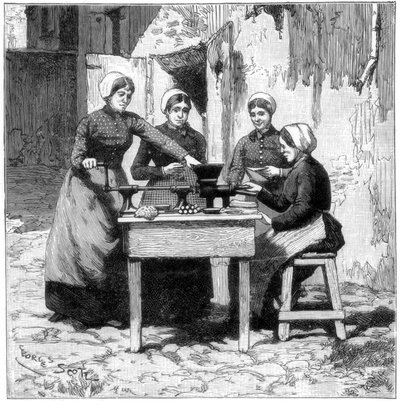 Moulding explosive gum cartridges, Isleten, near Fluelen, Switzerland, 1893 by Unbekannt