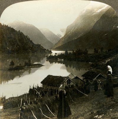 Mountain-Walled Loen Lake - Unrivalled in Beauty and Grandeur - from Seten Farm, Norway by Unbekannt