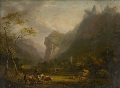 Mountain Valley with a Figural Group in the Foreground by Unbekannt