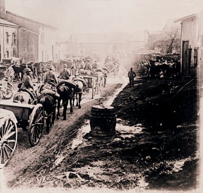 Mounted Troops with Wagons by Unbekannt