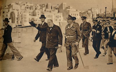 Mr. Churchill Called at Malta, Where He is Seen with Field-Marshal Lord Gort by Unbekannt