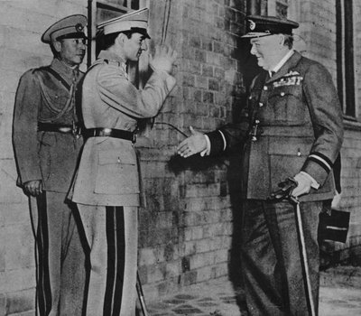 Mr. Churchill is Greeted by the Shah of Persia, 1943 by Unbekannt
