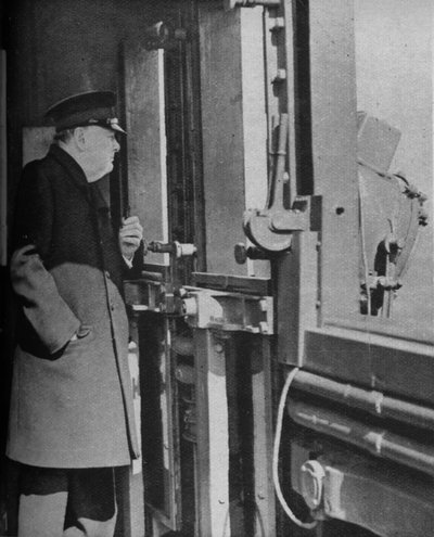 Mr. Churchill on the bridge of the warship by Unbekannt