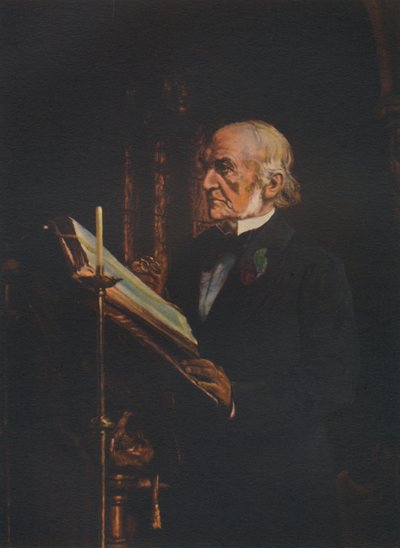 Mr. Gladstone reading the lesson in Hawarden Church, c1890s by Unbekannt