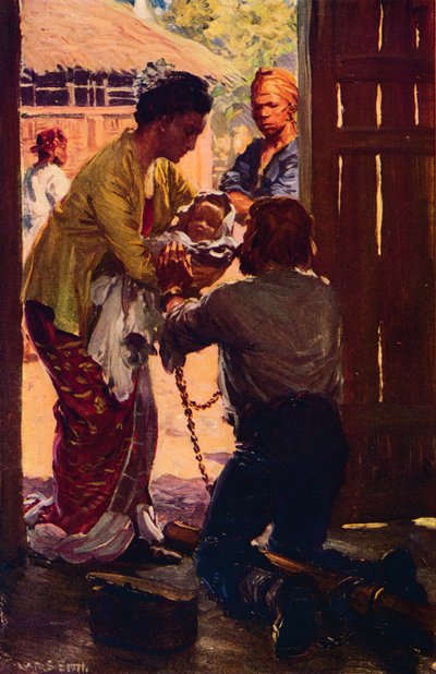 Mrs. Judson Takes Her Child to Her Chained Husband, c. 1912 by Unbekannt