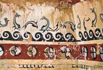 Mural Painting in the Tomb of Typhon (Tomba del Tifone) at Tarquinia, Italy, 1928 by Unbekannt