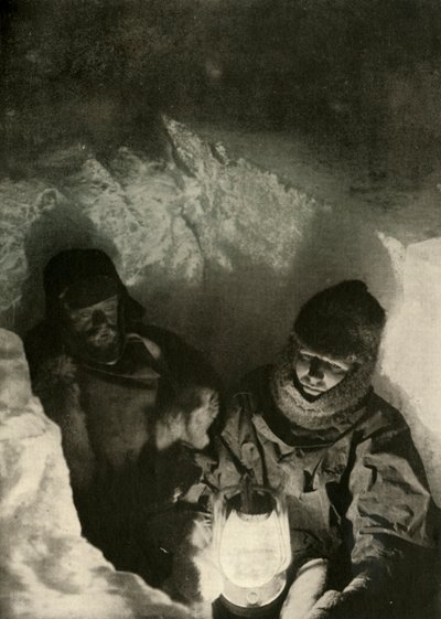 Murray and Priestley Going Down a Shaft Dug in Green Lake by Unbekannt