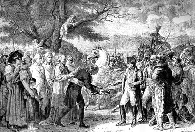 Napoleon receives the keys of Vienna, Schloss Schonbrunn, 13th November 1805 by Unbekannt