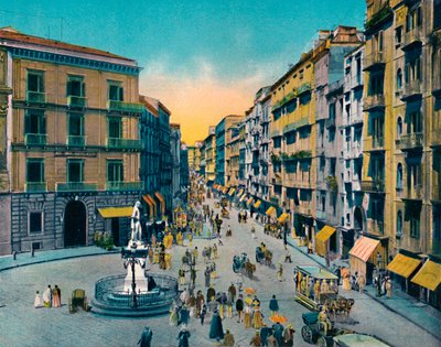 Napoli - Via Roma, Largo Carita Con Monumento A Carlo Poerio by Unbekannt