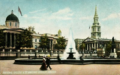 National Gallery & St Martins Church London by Unbekannt