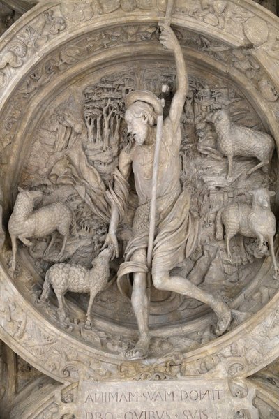 National Museum of French monuments. Ark of the Gros Horloge door. The good shepherd. Cast, Paris, France by Unbekannt