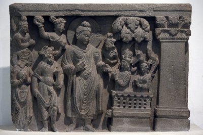 National Museum of India, Delhi. Buddha with Naga-Kalika. Gandhara, 2nd century A.D., Stone. Loan from Mayo College Museum, Ajmer. India. by Unbekannt