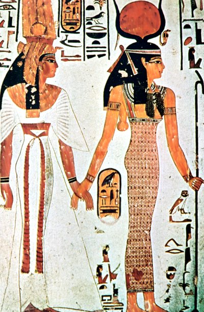 Nefertari and Isis, Ancient Egyptian wall painting from a Theban tomb, 13th century BC by Unbekannt