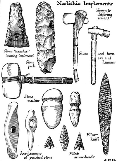 Neolithic implements of stone, flint and horn, c1890 by Unbekannt