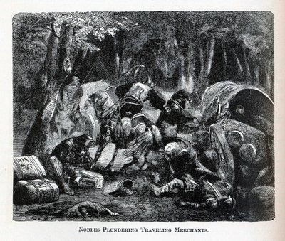 Nobles Plundering Traveling Merchants, 1882 by Unbekannt