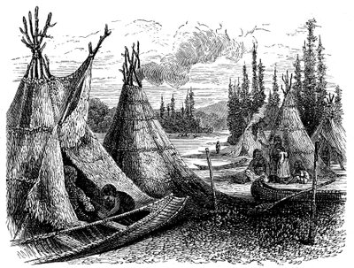 North American Cree Indian Settlement in Summer, 1874 by Unbekannt