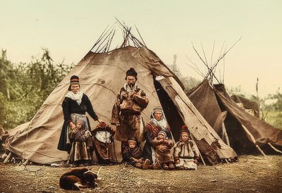 Norway. Lapps (Sami) - Family in Front of a Tent by Unbekannt