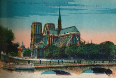 Notre-Dame Cathedral Showing the Apse and the Pont Notre-Dame, Paris by Unbekannt