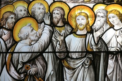 Notre Dame de Beaune church stained glass window: Saint Pierre protests his fidelity to Christ, Beaune, France by Unbekannt