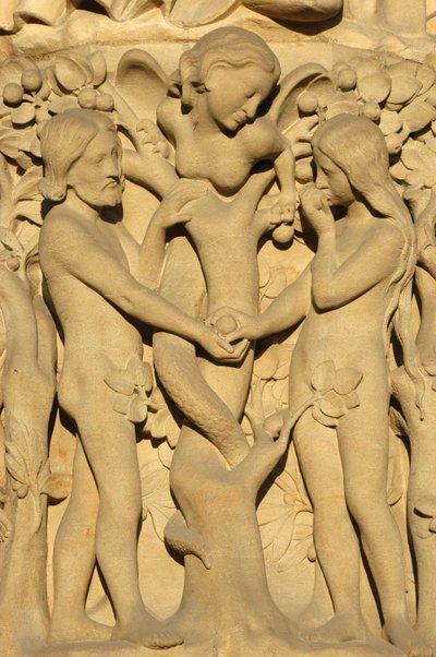 Notre Dame de Paris Cathedral Sculpture: Adam and Eve by Unbekannt