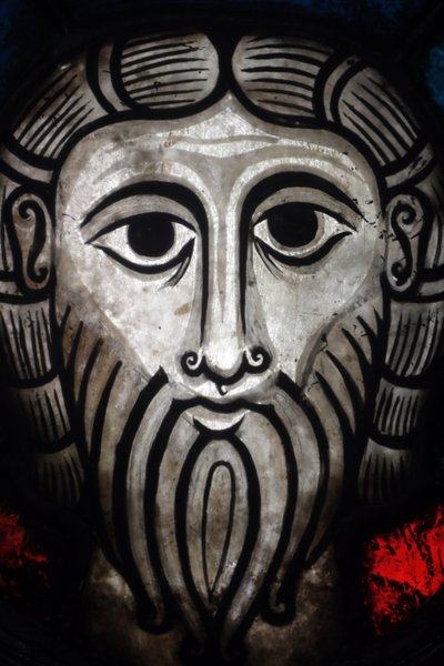 Oeuvre Notre-Dame Museum. Romanesque Stained Glass Window Head of Christ from Wissembourg (11th or 12th Century) by Unbekannt